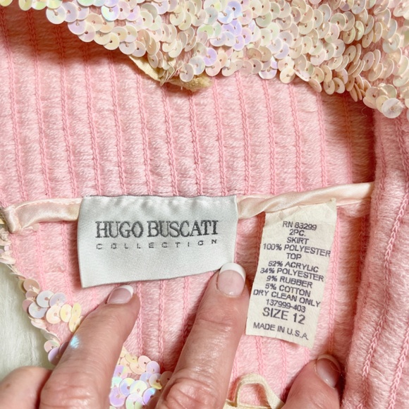 🌸 Hugo Buscati Collection 2-Piece Set -Sequin Tube Top + Satin Maxi Skirt-Sz 12 - Picture 4 of 11